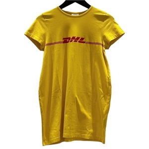 ヴェトモン VETEMENTS DHLロゴTシャツ イエロー/レッド コットン 半袖Ｔシャツ メンズ 中古