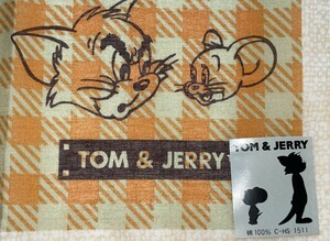 レア♪ ◆TOM & JERRY トムとジェリー◆ ハンカチ 綿 100% 43㎝ Ｘ 42㎝ 未使用