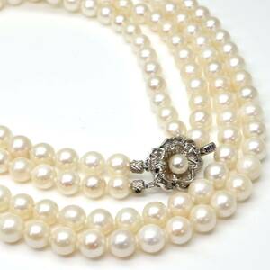 ◆アコヤ本真珠2連ネックレス/ 12 ◆M 約80.8g 約63.0cm 6.0-6.5mm珠 pearl パール jewelry necklace ジュエリー DF0/EA0