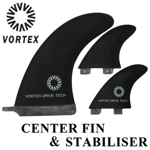 VORTEX ロングフィン スタビライザー FCS対応 ハニカムコア 3枚セット マット ロングボード ブラック BLACK