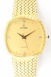 CYMA シーマ クォーツ 3針 ゴールドカラー スクエア メンズ 腕時計 箱有 4710-HA