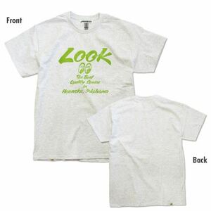 MOON LOOK Tシャツ XLサイズ mooneyes ムーンアイズ スティールグレー グレー くすみカラー 送料込み ムーン ライトグリーン 文字