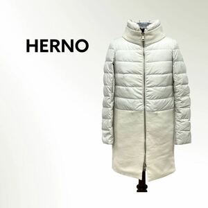 HERNO ヘルノ ウール ナイロン切替 ミドル丈 ダウンコート レディース PI0239D-39601