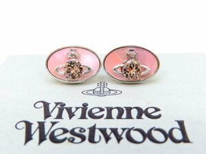 ◆未使用 保管品◆Vivienne Westwood ヴィヴィアン・ウエストウッド◆ラインストーン オーブ ピアス◆ピンク シルバー金具◆A4427