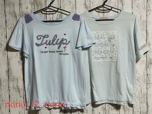 471　mezzopiano　メゾピアノ　女の子まとめ売り　りぼん半袖Tシャツ　レース半袖Tシャツ　2枚セット　sizeLL