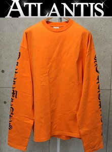 銀座店 ヴェトモン VETEMENTS アームロゴ ロンT M オレンジ 【94378】