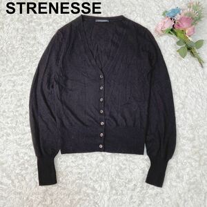 STRENESSE ストラネス オンワード樫山 カシミヤ100% カーディガン ニット 34 XS 薄手 レディース B102303-89