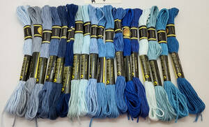 手毬猫の店 綿 　25番刺繍糸 DMCと同じ色番号 青16色20本Dセット