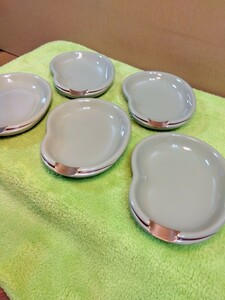 小皿 そら豆 5個セット (新品、未使用) 京都 漆器の井助　豆皿　平皿　レトロ皿