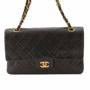 【シャネル】Chanel　2番台 マトラッセ25 ラムスキン Wフラップ チェーンショルダーバッグ A01112 ブラック 【中古】【正規品保証】194663