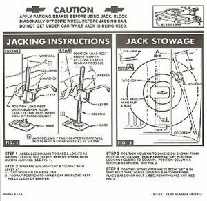 [002639] 63 コンバーチブル シボレー インパラ ジャッキ　取扱い説明書　シート リプロ