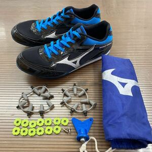 【サイズ26.0㎝】ミズノ ＊ MIZUNO 陸上 ランニング スパイク ブレイブウィング 3 ワイド U1GA183127 ブラック×ブルー 陸上シューズ