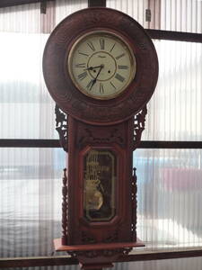 ◆時代物 Royal ローヤル ロイヤル 大型 振り子時計 柱時計 31DAY ゼンマイ式 振子 動作確認済 引取可◆アンティーク ヴィンテージ レトロ