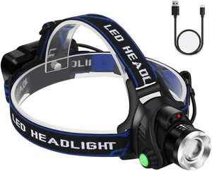 LED ヘッドライト 充電式 高輝度 人感センサー ヘッドライト Led ライト 防水 防災 ヘルメット 3モード点灯 リチウムイオン電池２本付き