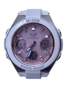 CASIO◆ソーラー腕時計/デジアナ/ラバー/PNK/WHT/MSG-W100