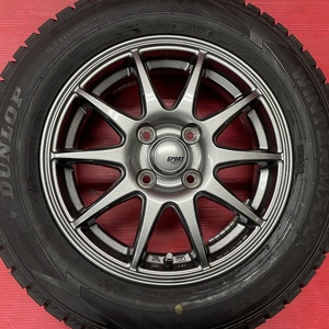 タイヤホイール4本 165/70R14 14×4.5J 45 100 4H ダンロップ WM02 2本イボ付 ABELIA ソリオ(MA26/36/46/27/27) kei など