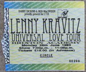 Lenny Kravitz-Universal Love Tour★1993年ロンドン公演半券