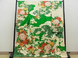 平和屋野田店■豪華振袖　駒刺繍　雲取り花籠文　金彩　逸品　n-fw6039