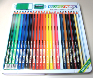 送料370円/色えんぴつ/三菱鉛筆/MITSUBISHI COLORED PENCIL 24色/NO.890/スタンダード24C/鉛筆削り・消しゴム付