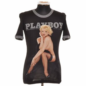 ◆500732 DOLCE&GABBANA ◆リンガーTシャツ 半袖 PLAY BOY フライス G8EQ5T/G7CEB サイズ48 メンズ イタリア製 ブラック プリント