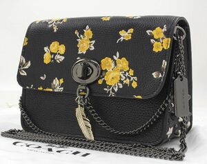 美品★COACH★フラワーモチーフ レザーショルダー 恐竜チャーム★59491★約W17×H12×D8㎝