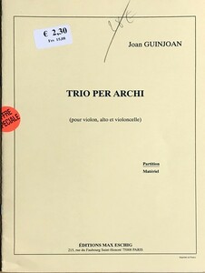 ジュアン・ギンジュアン Trio per Archi (pour violin,alto et violoncelle) 輸入楽譜 Joan Guinjoan スコア (バイオリン ビオラ チェロ)