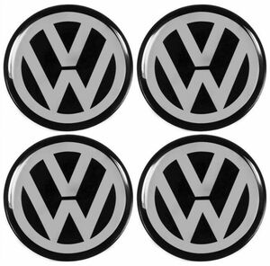 エンブレム 丸 80mm VW Volkswagen フォルクスワーゲン ブラック 黒 クラシック ロゴ ホイールキャップ 4枚 セット キット ヴィンテージ