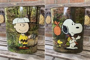 Snoopy スヌーピー チャーリーブラウン ウッドストック トラッシュ缶 ごみ箱 ビンテージ 美品