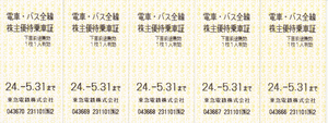 ★東急電鉄　電車・バス全線株主優待乗車証◆５枚◆２０２４年５月３１日まで★