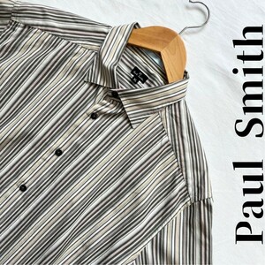 美品 春向け【Paul Smith】半袖シャツ マルチストライプ 日本製 コットン100% サイズXL ボタン刻印 オシャレ