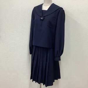 (Y)I647 (中古) 福島県 本宮第二中学校 旧制服 セーラー服 上下セット /特大/大きめ/3L/W67/セーラー/スカート/黒2本/冬服/制服/学生服