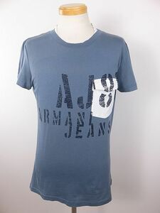 アルマーニジーンズ　ARMANI JEANS　半袖Tシャツ　藍色　ロゴ付き　M