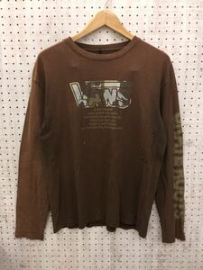 VANS バンズ ヴァンズ メンズ オールド スケート ストリート 00s プリント 長袖Tシャツ ロンT カットソー Lサイズ 茶色