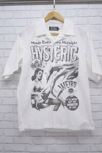 237【1円～】HYSTERIC GLAMOUR ヒステリックグラマー MONDO RADIO オープンカラー 半袖シャツ アロハ 開襟 ホワイト 02221AH12 Mサイズ