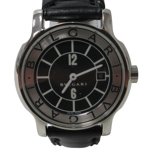 ブルガリ BVLGARI ST29S ソロテンポ 腕時計 ウォッチ クォーツ デイト 2針 黒文字盤 ブラック 銀色 シルバー色 稼働品 1009 ■GY18
