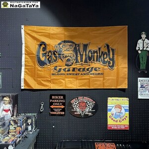 GASMONKEY GAREAGE フラッグ ガスモンキー アメリカン フラッグ 旗 オレンジ ポリエステル USA