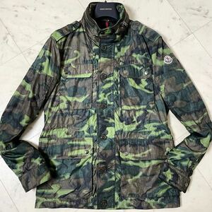 極美品/L相当★ MONCLER モンクレール 迷彩 ミリタリー フィールド ジャケット ナイロンジャケット M-65 ブルゾン カモフラ 収納フード