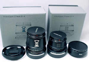 銘匠光学 TTArtisan 17mm F1.4 と 35mm F1.4 共にXマウント オマケのフード付き 使用頻度低 やや使用感 富士フイルム