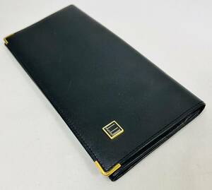 【MIA11222SH】1円スタート Dunhill ダンヒル ロングウォレット 長財布 レザー メンズ 黒 ブラック 長期保管品 現状品