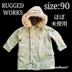 RAGGED WORKS 90サイズ キッズ ミリタリー ファー付き コート ダウン N-3B風 ジャケット アウター ラゲットワークス ベビー 2歳