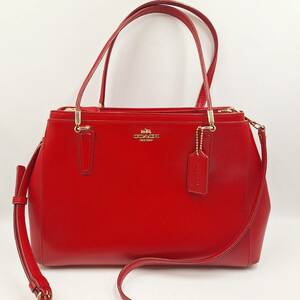 コーチ 2way レザー バッグ ショルダーバッグ ハンドバッグ 赤 レッド レディース COACH 美品 ゴールド金具 【4581】