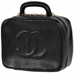 シャネル CHANEL ココマーク バニティバッグ 2WAY ショルダーバッグ ハンドバッグ 化粧ポーチ キャビアスキン ブラック レディース 中古