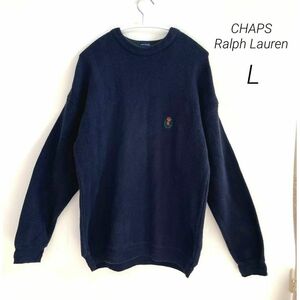 90s 古着 CHAPS Ralph Lauren ニットセーター 刺繍 L