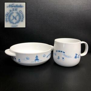 《食器》 銘有「Noritake：ノリタケ ライトステップ スープボウル・マグカップ」 IN-GLAZE CHINA 子ども用食器 陶磁器