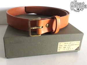 新品箱付 GERUGA ゲルガ GR-Z-09B S-PIN LEATHER BELT 真鍮/ブラスバックル 34mm幅 肉厚 レザーベルト 32 ナチュラル 本革 元CELT&COBRA