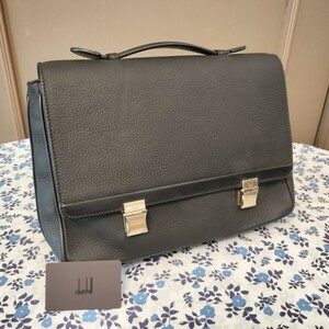 K04262 ◆dunhill/ダンヒル ビジネスバッグ ハンドバッグ セカンドバッグ ブリーフケース レザー メンズ ブラック系 未使用に近い◆