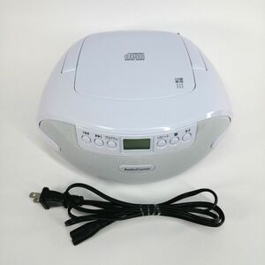 動作OK AudioComm RCR-873Z ポータブルCDラジオ CDプレーヤー コンパクト ホワイト オーム電機