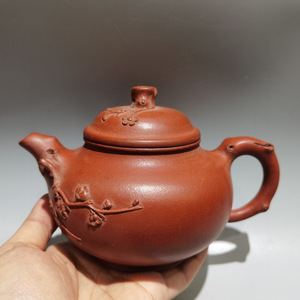 【蔵友館蔵品・紫砂壺・梅花龍蛋壺・李碧芳款・朱泥】・茶具・茶道品・希少珍品・賞物・中国古美術