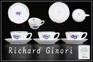 CF115 【Richard Ginori】 リチャードジノリ カップ&ソーサー 3組 6点セット／美品！ｚ