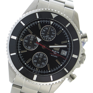 エルジン ELGIN クロノ クオーツ メンズ 腕時計 FK1418S-B ブラック ブラック